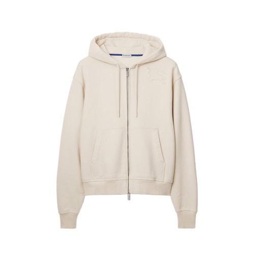 【服装】BURBERRY/博柏利24新款 女士米色纯棉骑士贴花拉链连帽夹克80849611