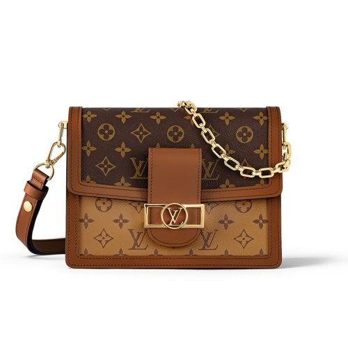 【包税】LV/路易威登 24新款女士中号棕黑色帆布翻盖开合单肩包M45958