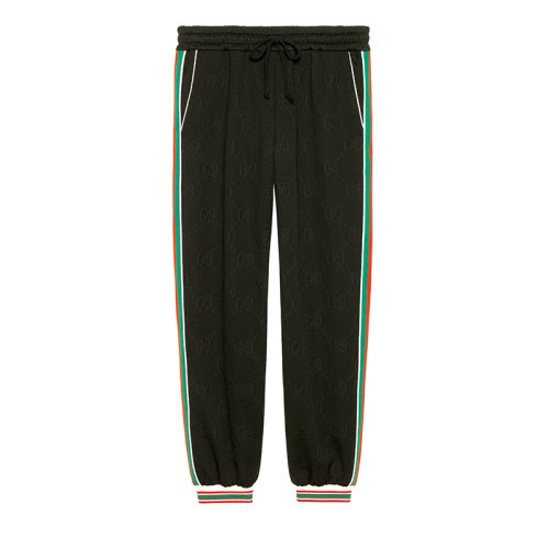 GUCCI/古驰 男士黑色GG提花平纹针织运动裤663569XJDE91043