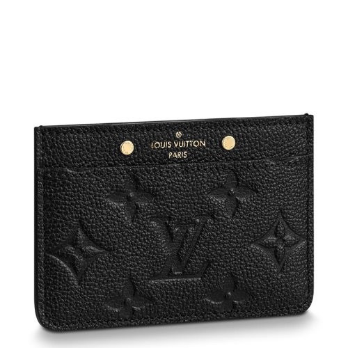 【新品包包】Louis Vuitton/路易威登 22春夏新款 女士黑色压纹软粒面牛皮革老花压印金扣卡夹M69171