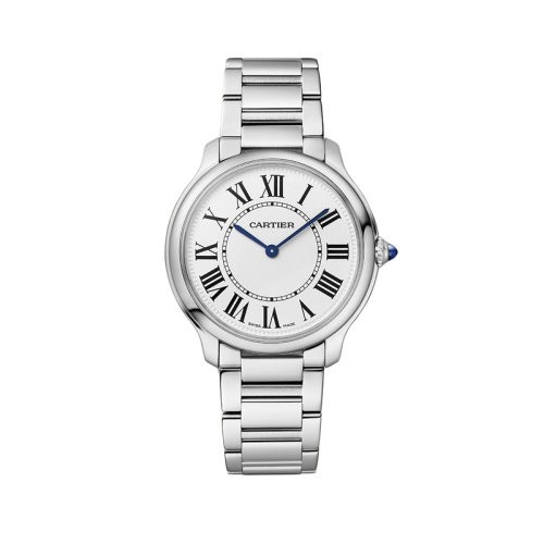 【新品手表】 CARTIER/卡地亚 22年秋冬新款 七夕Rond系列 男女同款白色表盘石英机芯精钢表壳表带腕表36毫米WSRN0034