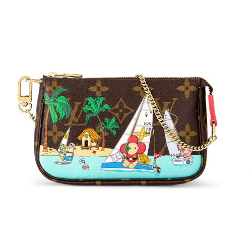 【包税】Louis Vuitton/路易威登 23新款 女士迷你棕色Vivienne吉祥物帆布手拿包 M82841（包包）